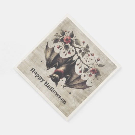 Serviette En Papier Halloween Fleurs roses mal chauve Feuilles verts c (Coin)