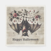 Serviette En Papier Halloween Fleurs roses mal chauve Feuilles verts c (Devant)