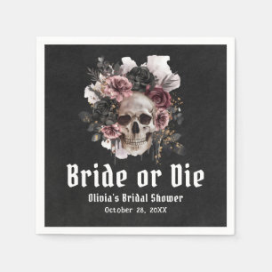 Serviette En Papier Halloween Floral Skull Bride ou Fête des mariées d