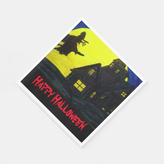 Serviette En Papier HALLOWEEN FLYING WITCH serviettes (Coin)