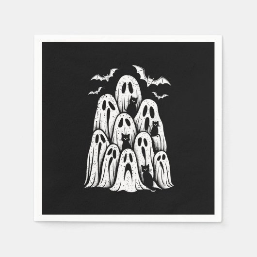 Serviette En Papier Halloween Ghost Chats Lover automne Éffrayante sai (Devant)