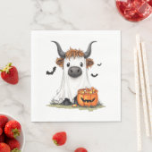 Serviette En Papier Halloween Ghost Highland Cow PNG (En situation)