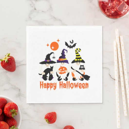 Serviette En Papier Halloween Gnomes mignonne Automne Citrouille Autom (En situation)