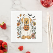 Serviette En Papier Halloween Golden Retriever Flowers (En situation)
