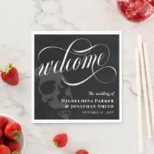 Serviette En Papier Halloween Goth Mariage Bienvenue au crâne (En situation)