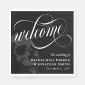 Serviette En Papier Halloween Goth Mariage Bienvenue au crâne (Devant)