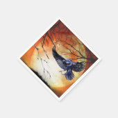 Serviette En Papier Halloween Goth Raven Crow Lune scène (Coin)