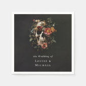 Serviette En Papier Halloween Gothique Crâne Mariage floral (Devant)