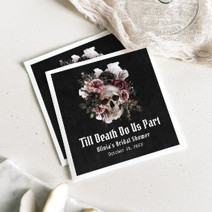 Serviette En Papier Halloween gothique noir Fête des mariées crâne flo