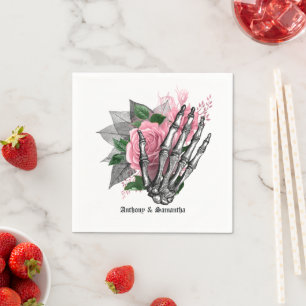 Serviette En Papier Halloween gothique rose floral