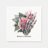 Serviette En Papier Halloween gothique rose floral (Devant)