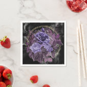 Serviette En Papier Halloween gothique violet Roses (En situation)