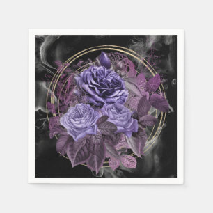 Serviette En Papier Halloween gothique violet Roses