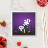 Serviette En Papier Halloween Graveyard Éffrayant Cute Skeleton & Ghos (En situation)