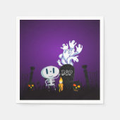 Serviette En Papier Halloween Graveyard Éffrayant Cute Skeleton & Ghos (Devant)