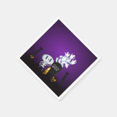 Serviette En Papier Halloween Graveyard Éffrayant Cute Skeleton & Ghos (Coin)