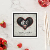Serviette En Papier Halloween Gris & Noir Skeletons & Mariage de coeur (En situation)