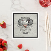 Serviette En Papier Halloween Gris & Noir Skeletons & Mariage de coeur (En situation)