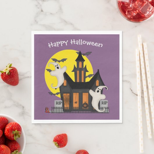 Serviette En Papier Halloween Haunted House Paper Napkin (En situation)