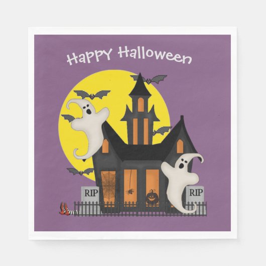 Serviette En Papier Halloween Haunted House Paper Napkin (Devant)