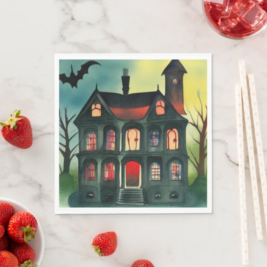 Serviette En Papier Halloween Haunted House Party Napkins (En situation)