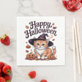 Serviette En Papier Halloween heureux Citrouille de chat (En situation)