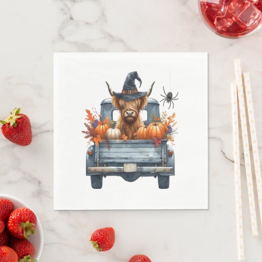 Serviette En Papier Halloween Highland Cow automne (En situation)