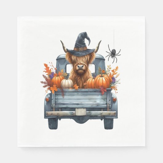 Serviette En Papier Halloween Highland Cow automne (Devant)