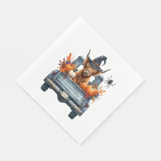 Serviette En Papier Halloween Highland Cow automne (Coin)