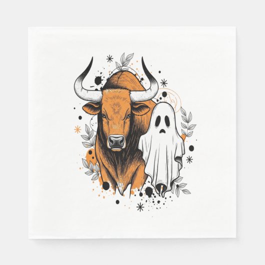 Serviette En Papier Halloween Highland Cow Cute Fall (Devant)