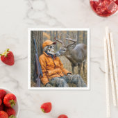 Serviette En Papier Halloween Hunter Skeleton With a Buck (En situation)