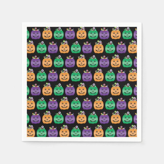 Serviette En Papier Halloween Jack-o'-lantern Candy Pail (Devant)