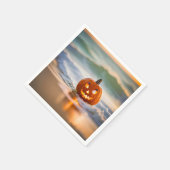 Serviette En Papier Halloween Jack-o-Lantern Sur La Plage (Coin)