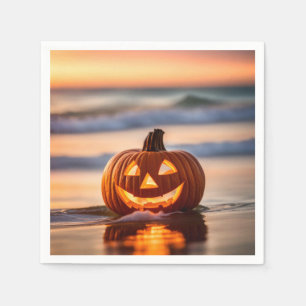 Serviette En Papier Halloween Jack-o-Lantern Sur La Plage