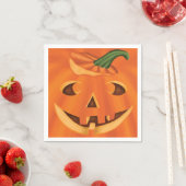 Serviette En Papier Halloween Jack-O-Lanterne Citrouille visage sculpt (En situation)