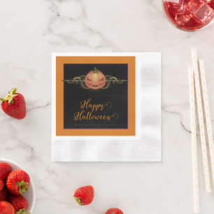 Serviette En Papier Halloween Jack-o-lanterne effrayant   Orange