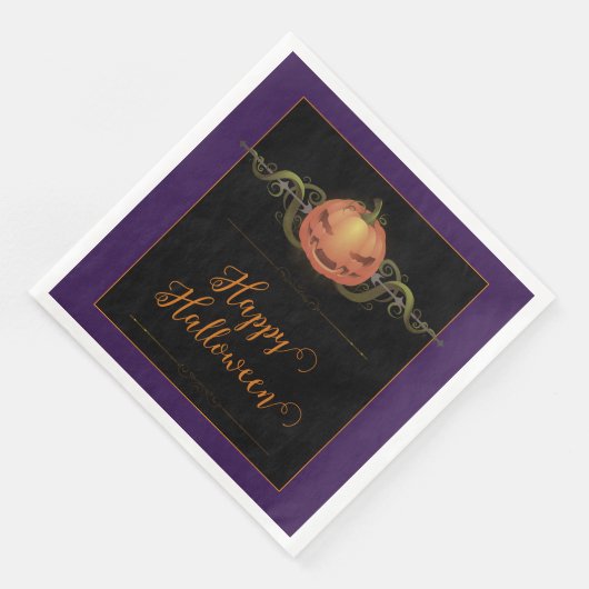 Serviette En Papier Halloween Jack-o-lanterne effrayant | Violet (Coin)