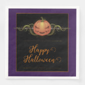 Serviette En Papier Halloween Jack-o-lanterne effrayant | Violet (Devant)