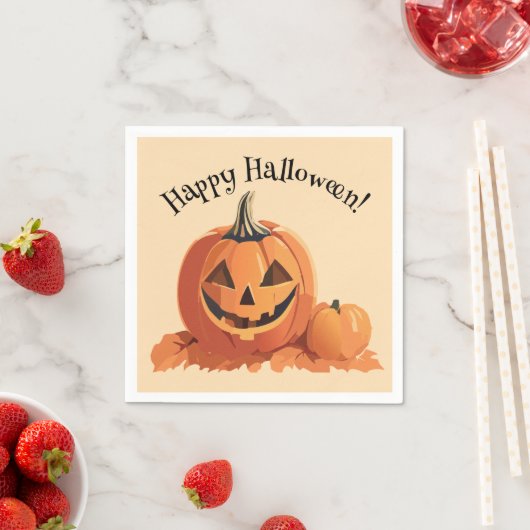 Serviette En Papier Halloween Jack-o-lanterne mignonne (En situation)