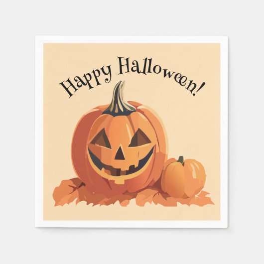 Serviette En Papier Halloween Jack-o-lanterne mignonne (Devant)