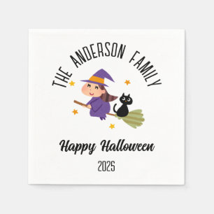 Serviette En Papier Halloween jolie sorcière sur une chambre Nom perso