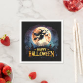 Serviette En Papier Halloween joyeuse - Sorcière en vol Broom (En situation)