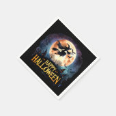 Serviette En Papier Halloween joyeuse - Sorcière en vol Broom (Coin)