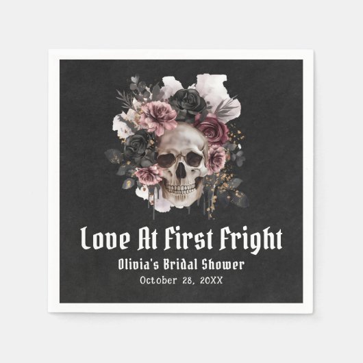 Serviette En Papier Halloween L'amour du crâne à la première Fête des (Devant)