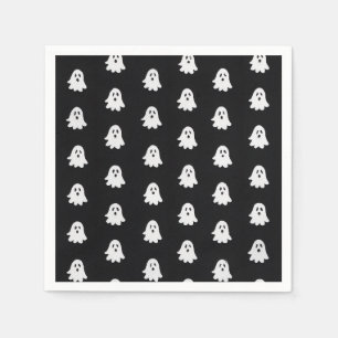 Serviette En Papier Halloween Ludique Fantôme Blanc Fête Noir