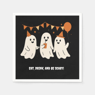 Serviette En Papier Halloween Ludique Fantôme Noir Festif