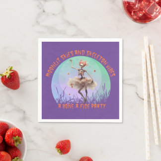 Serviette En Papier Halloween Lune Ciel et Skeleton Vibes