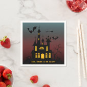 Serviette En Papier Halloween Maison Hantée Manger Boire Be Effrayant  (En situation)