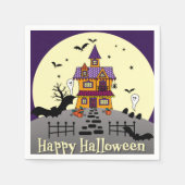 Serviette En Papier Halloween Maison hantée Noir chauve Pleine lune Fa (Devant)