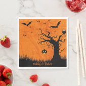 Serviette En Papier Halloween Mariage Personnaliser les noms arbre Éff (En situation)